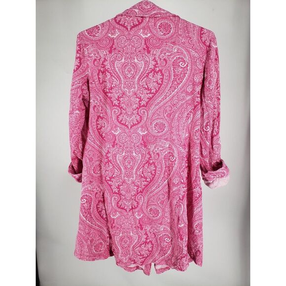 Lauren Ralph Lauren Monogram Roll Tab Shirt‎ Dress Paisley Pink Cotton Women's M - Picture 5 of 10